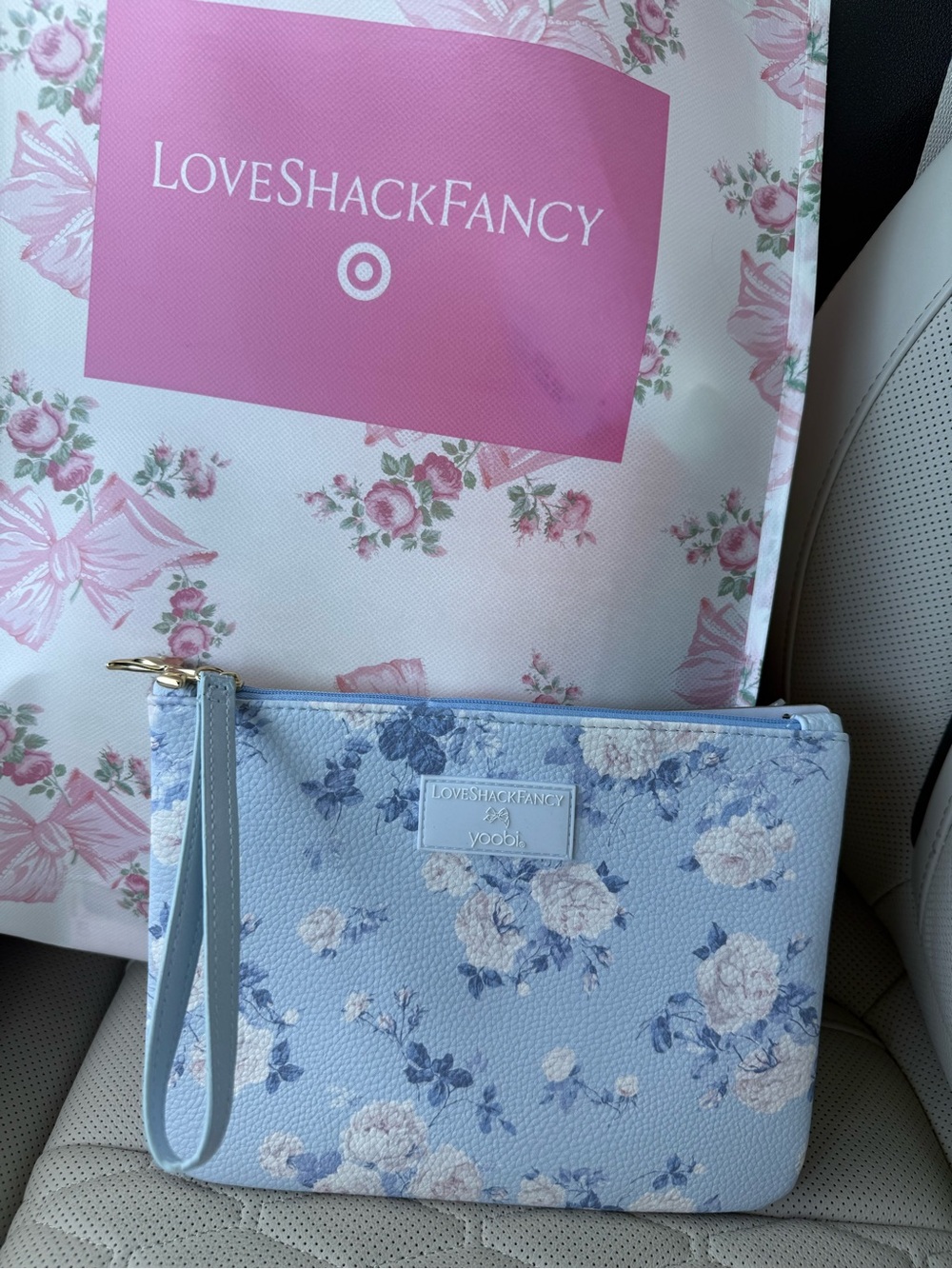 LoveShackFancy Light Blue Floral Wristlet